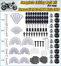 Complete Silver Stainless Screws Fairing Bolts for Kawasaki 2003 2004 Ninja ZX6R
