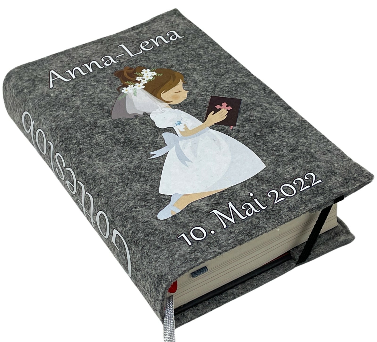 Gotteslobhülle mit Namen aus Filz gebetsbuch mädchen Gesangbuch einband