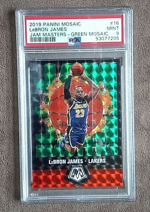 2019-20 Panini Mosaic LeBron James Jam Masters Green Mosaic Prizm #16 PSA 9 Mint