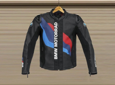BMW Motorrad Black Motorcycle Racing Leather Jacket Genuine Cowhide Leather And