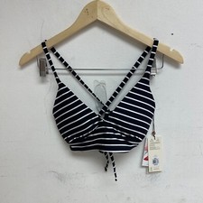 Calia Womens Triangle Strappy Tie Back Bikini Top Stripe Black/White WSA23201PRT