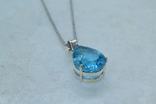 Blau Topas Edelstein 925 Sterling Silber Handgemacht Anhänger AC-232 - Bild 3 von 7