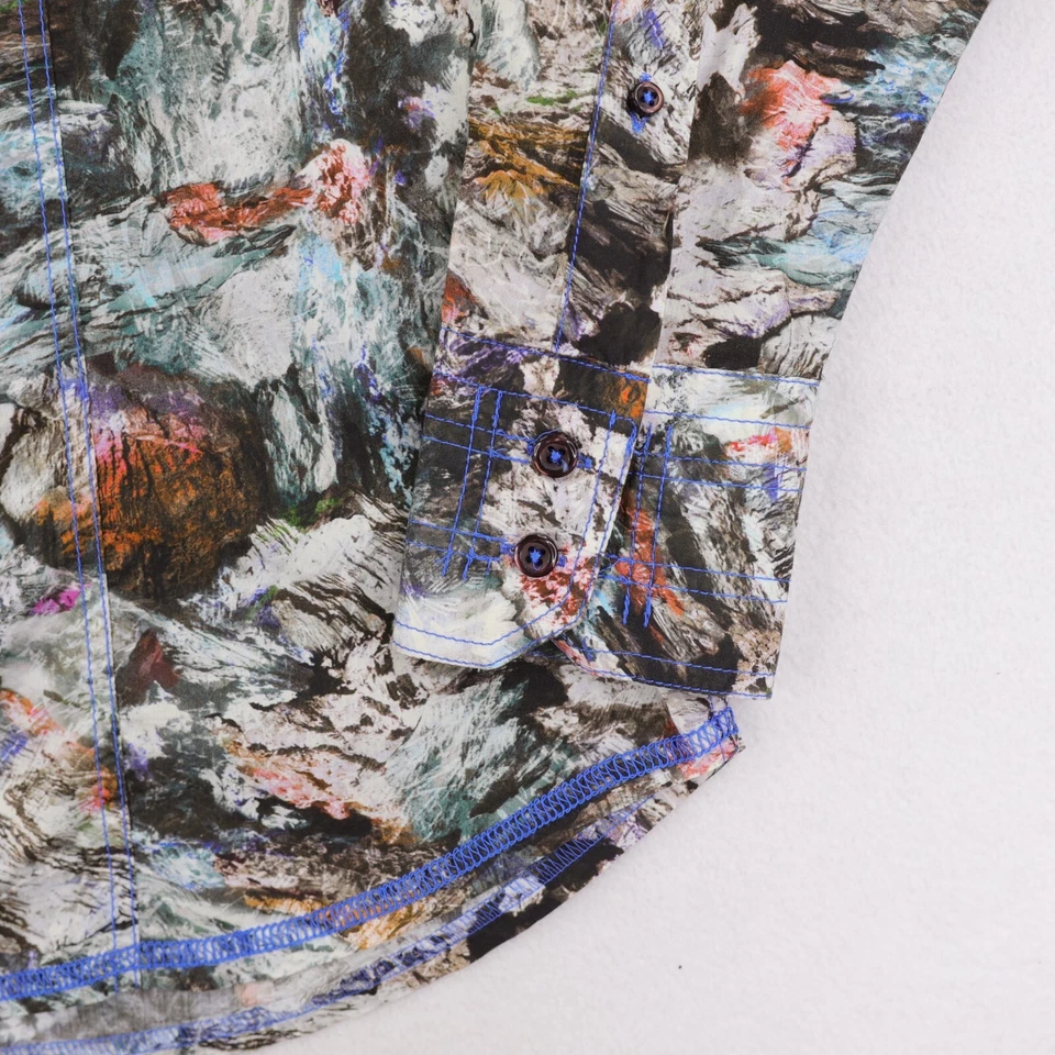 Camisa de manga larga Georg Roth para hombre grande multicolor estampado abstracto abotonada Foto 3 de 4