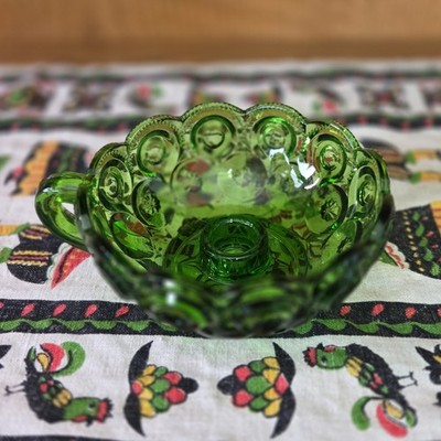 VTG Moon And Stars LE Smith Bright Green Handled Candle Holder