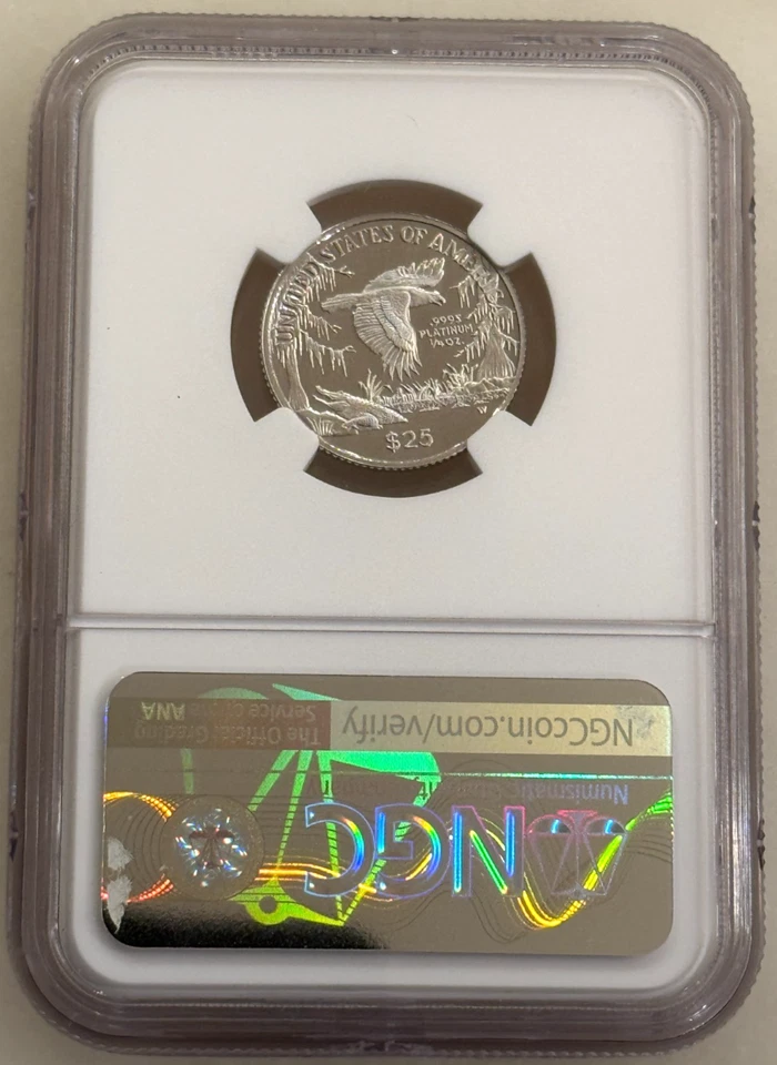 1999-W $25 PLATINUM EAGLE STATUE OF LIBERTY NGC PF70 Mike Castle - 1/4 Ounce - Image 2 of 2