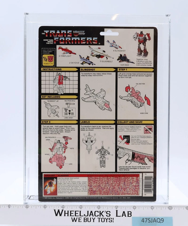 Figura Hasbro Slingshot AFA GRADUADO 80 75/90/85 G1 Transformers 1986 NUEVA SELLADA Foto 2 de 4