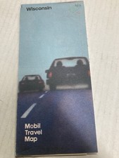 MOBIL OIL WISCONSIN ROAD MAP  1990   34"X 18" GOOD CONDITION