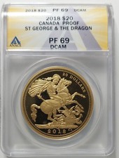 Kanada 20$ 2018, Saint Geroge Dragon - 1oz Silber .999 ANACS PF69 DCAM
