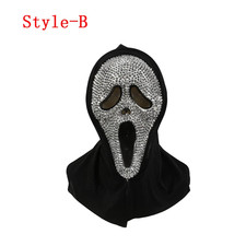 Cosplay Unique Bleed Bloody with Diamond-Studded Ghost Scream Mask Full Face Hea