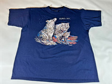 Vintage Wolf Shirt Men  s Large Nature Print Wolves Wolf Pack Elko, NV 90's