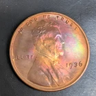 1936 P Lincoln Wheat Cent+Penny Uncirculated Red Brown Toned Philadelphia⭐