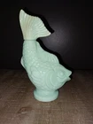 Vintage Avon Green Milk Glass Koi Fish Empty Decanter