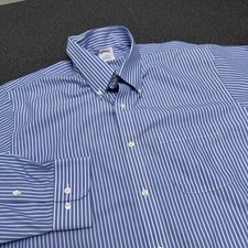 Brooks Brothers Regent Shirt Men 17 Blue Striped Non Iron All Cotton