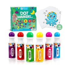 Jar Melo Washable Dot Markers, 6 Colors Dot Paints with 108 PDF & 10 Physical...