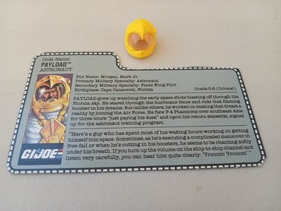 Vintage 1987 GI Joe - Payload V2 File Card w/ Helmet Original Accessory
