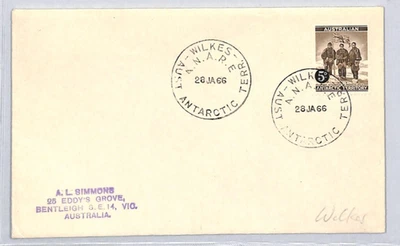 AUSTRALIAN ANTARCTIC TERRITORY 5d Cover 1966 {samwells-covers}ZK140 - Image 1 of 4