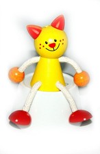Wooden Toy Swing Figure Cat 100x70x130mm NEW Figure Spring