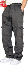 Mens Heavyweight Fleece Baggy Cargo Sweatpants,Drawstring Pants with Pockets,...