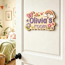 Custom Wooden Kids Door Sign Name Plaque Boys Girls Nursery Wall Decor
