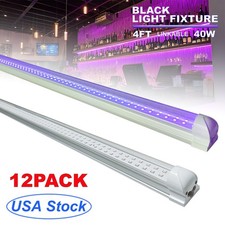 48 inch UV Black Light Bar Fixtures Ultraviolet Lamp Strip US Plug DJ Party Club