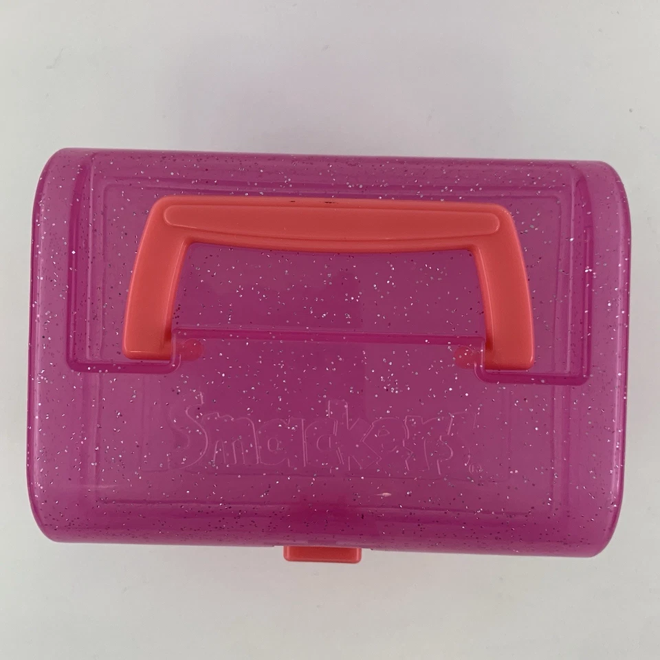 Recipiente de armazenamento vintage Lip Smackers rosa glitter lil caixa do tesouro colecionador - Imagem 4 de 4