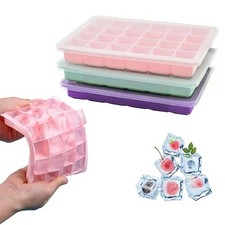 24 grid Large Ice Cube Trays with Lid Silicone Molds,15 Square Big Ice Cube Tray