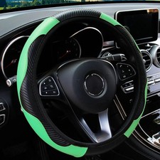 Car Steering Wheel Cover Red Black Leather Anti-slip For 1538cm Carbon Fiber