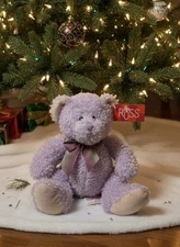 Russ Berrie Sparkles #20421 9" Lavender Plush Teddy Bear Stuffed Soft Animal Bow