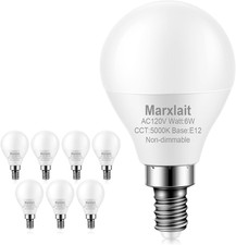 8 Pack E12 Ceiling Fan Light Bulbs, 60W Equivalent, Daylight White 5000K, Small