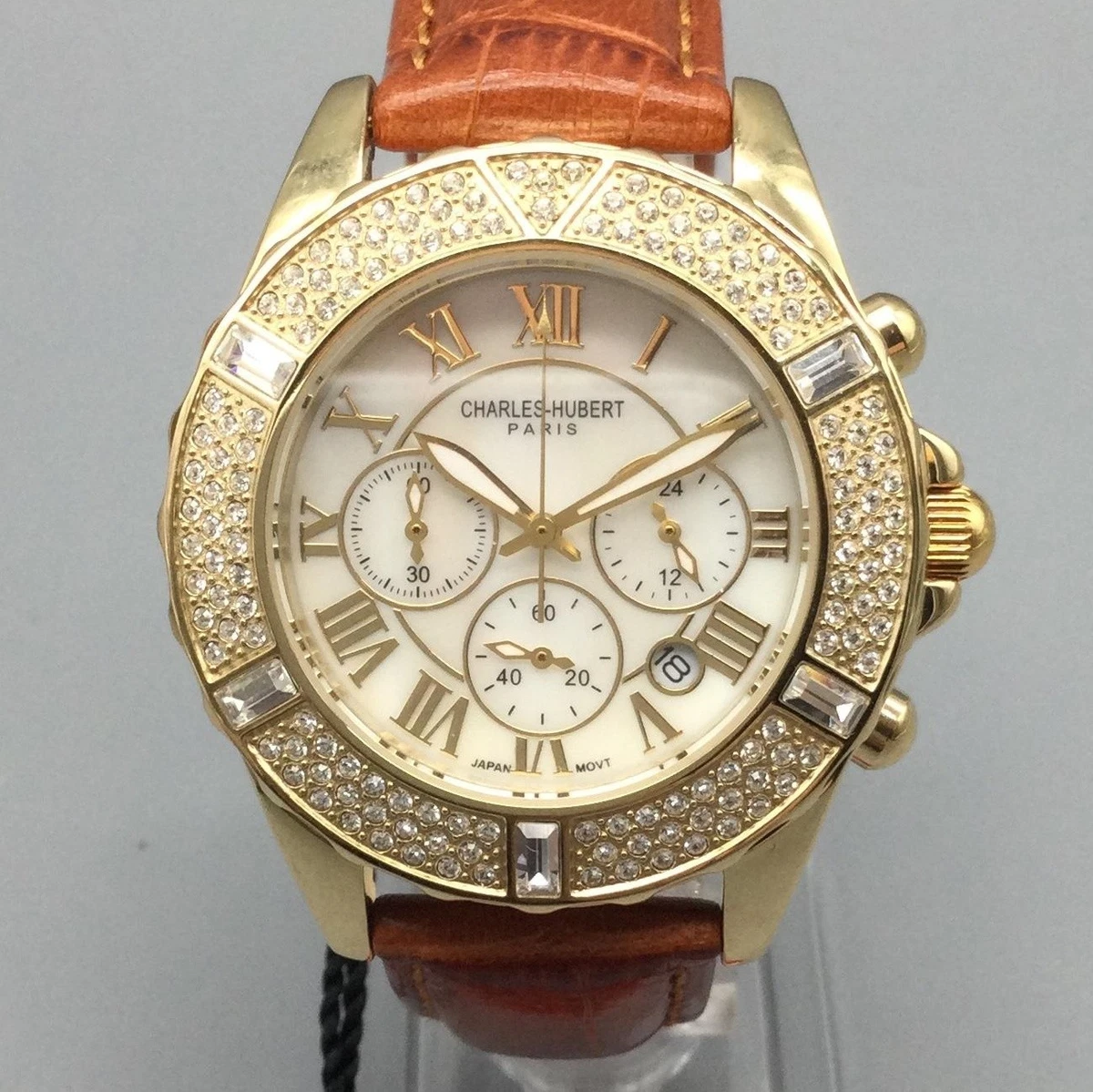 Charles Hubert Paris ladies rectangular white leather dress watch NEW BATTERY il_fullxfull.7053518060_491y.jpg main image 3