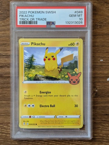 2022 Pokemon SWSH Trick or Trade PSA 10 Pikachu #049 Evolving Skies