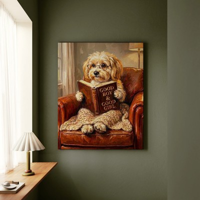 ''Evening Read'' - Havanese Vertical Canvas - Dog Lover Wall Art