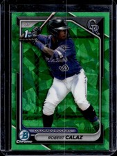 2024 Bowman Sapphire Robert Calaz Chrome Green 1st Prospect #/99 Rockies