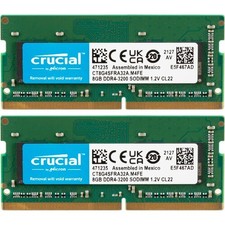 Crucial 16GB Laptop DDR4 3200 MHz SODIMM Memory Kit 2 x 8GB