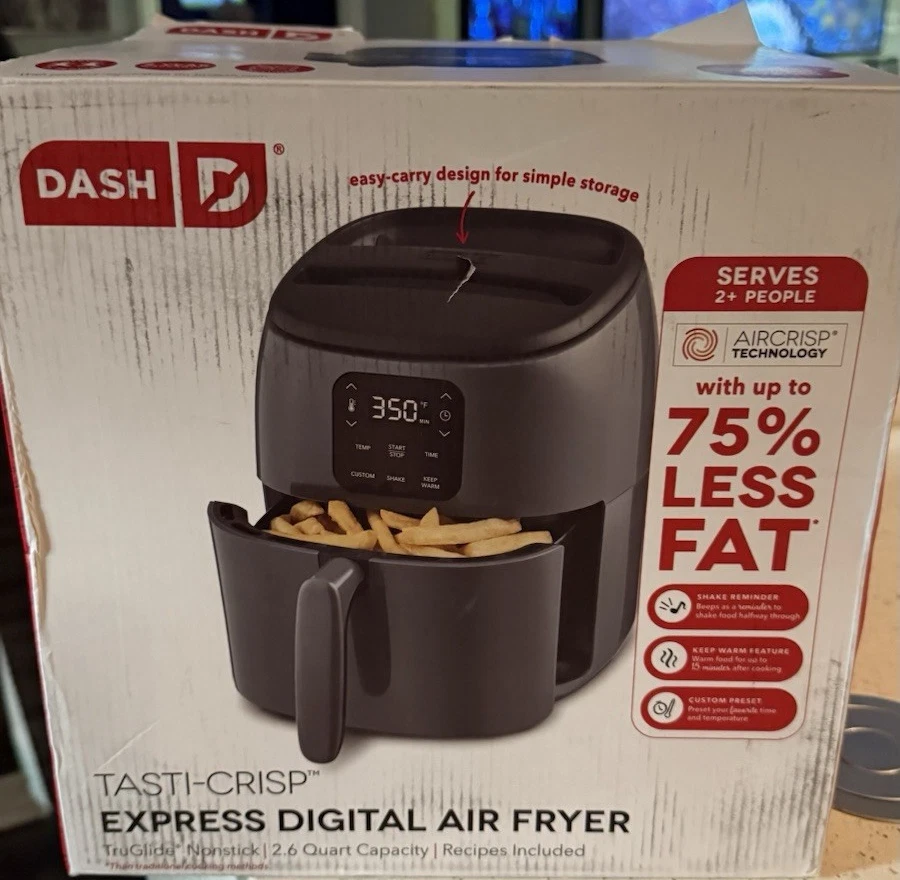DASH Tasti-Crisp Express Digital Air Fryer Black 2.6 Qt Non-Stick Timer Control
Opens in a new windo