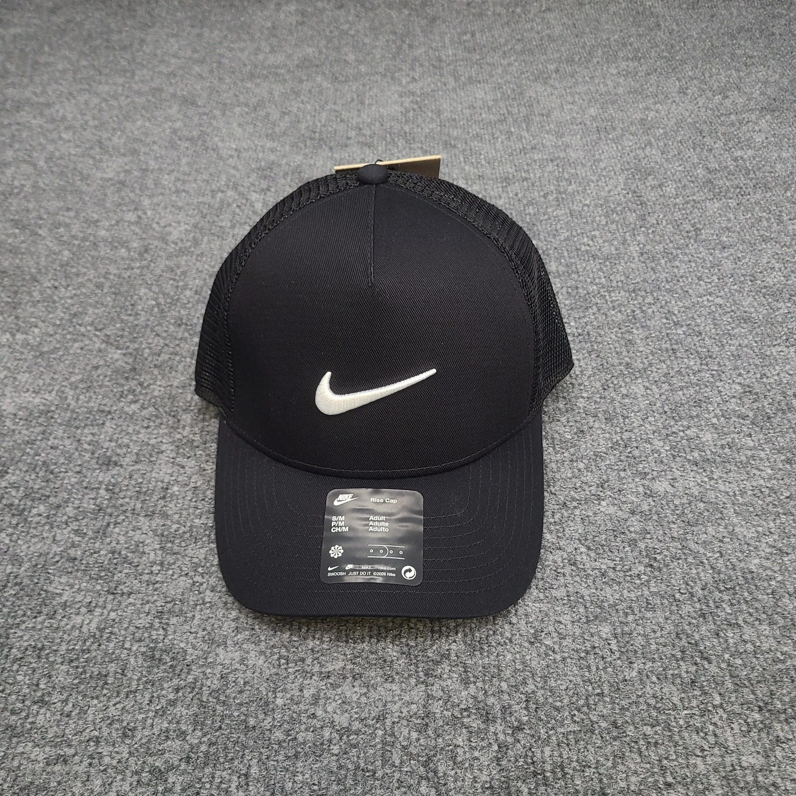 Nike Hat Rise Cap Snapback M/L Black Structured Trucker Adult Unisex II1314 010