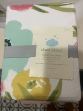 Cloud Island Crib Fitted Sheet Floral 100 cotton for Standard Crib Mattresses