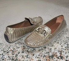   New Donald J Pliner 7.5 Viky Luxe Metallic Croc Patent Leather Driving Loafer