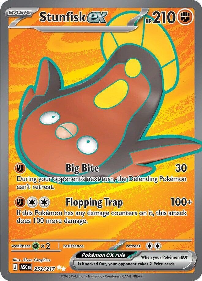STUNFISK EX 252/217 ASCENDED HEROES POKEMON (FULL ART, NM)
