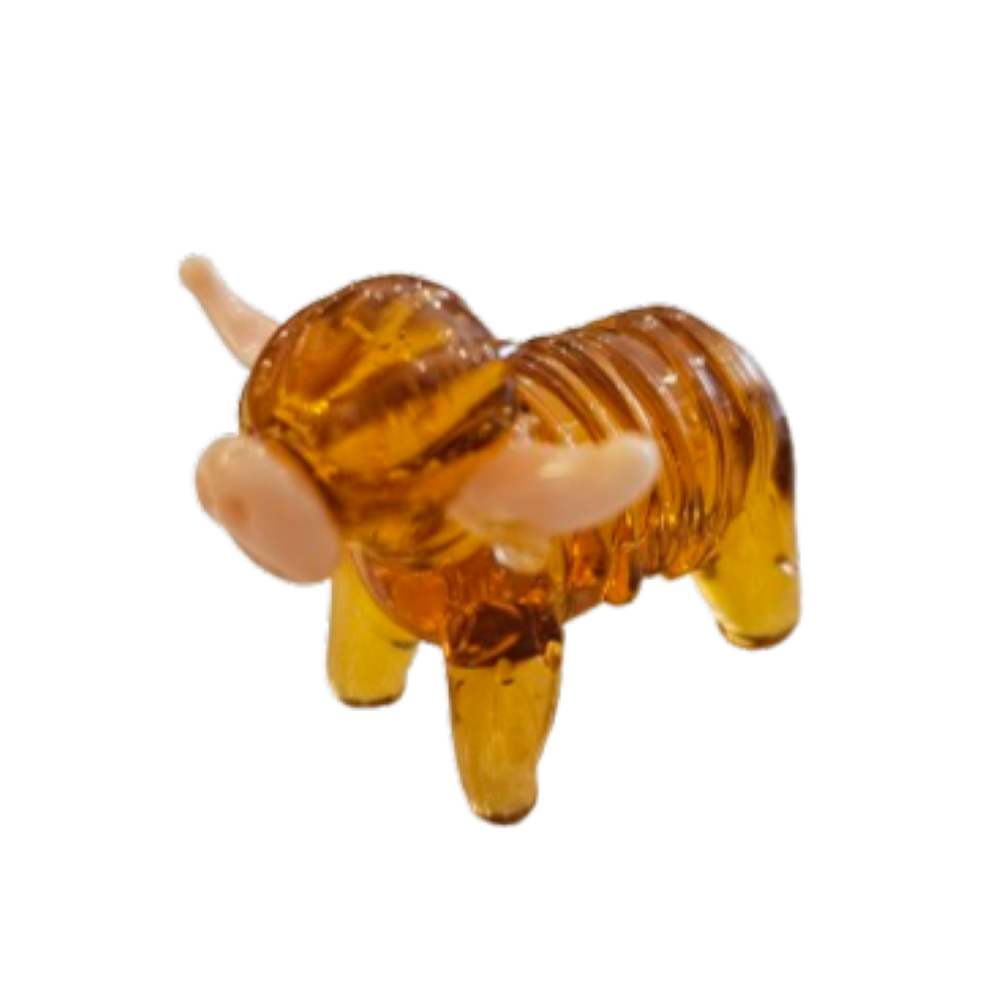 Cute Glass Miniature Highland Cow Ornament