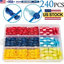240pcs T-Taps Wire Connectors Quick Splice Terminals Insulated Crimp Cable US