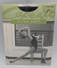 Capezio Adult Black Ultra Soft Footed Tights Dancing L/XL Matte Semi Opaque