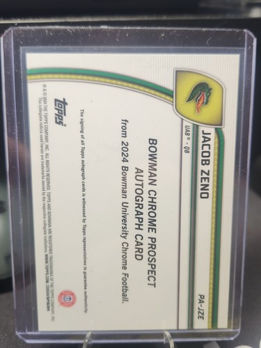 2024 Bowman University Chrome - Prospect Auto - Jacob Zeno - Fuchsia #62/150 - Bild 3 von 3