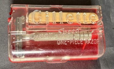 Vintage 1950s Gillette Super Speed Flare Tip Safety Razor Set w/ Original Case
