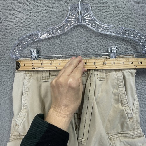 Abercrombie Fitch Cargo Shorts Youth 12 Brown Drawstring Pockets Y2K Distressed - Picture 8 of 14