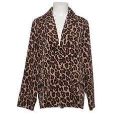 Strickjacke, Damen, Größe: L, Beige/Braun/Schwarz, Leopard #i1g