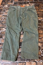 VTG Jesse James Utility Carpenter Green Canvas Jeans Men’s 40x32 Workwear