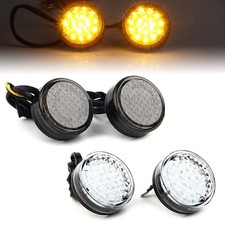 LED Motor Round Smoke Turn Signal Indicator Blinker Light Lamp Amber 12V Cool