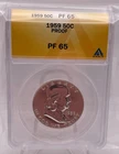 1959 PROOF FRANKLIN HALF DOLLAR ANACS PF65 90% Silver (C6)