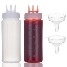 2 Pack 3 Hole Squeeze Bottle 10oz Plastic Squeeze Condiment Bottles for Ketchup